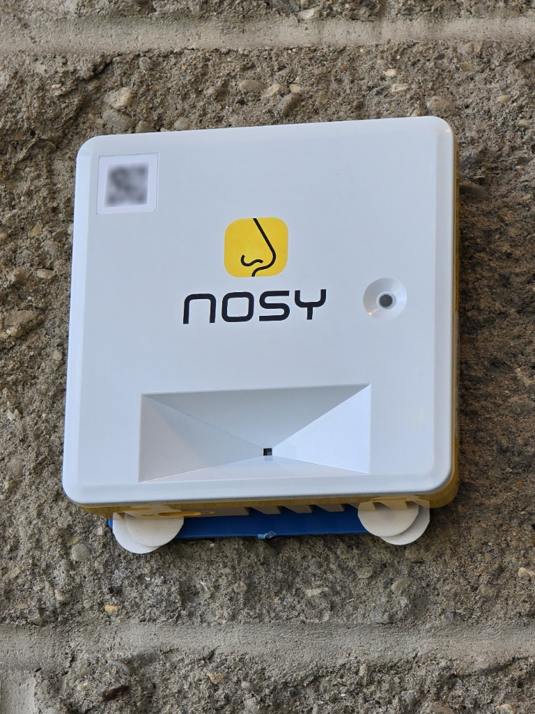Nosy™ sensor mounted on a concrete block wall